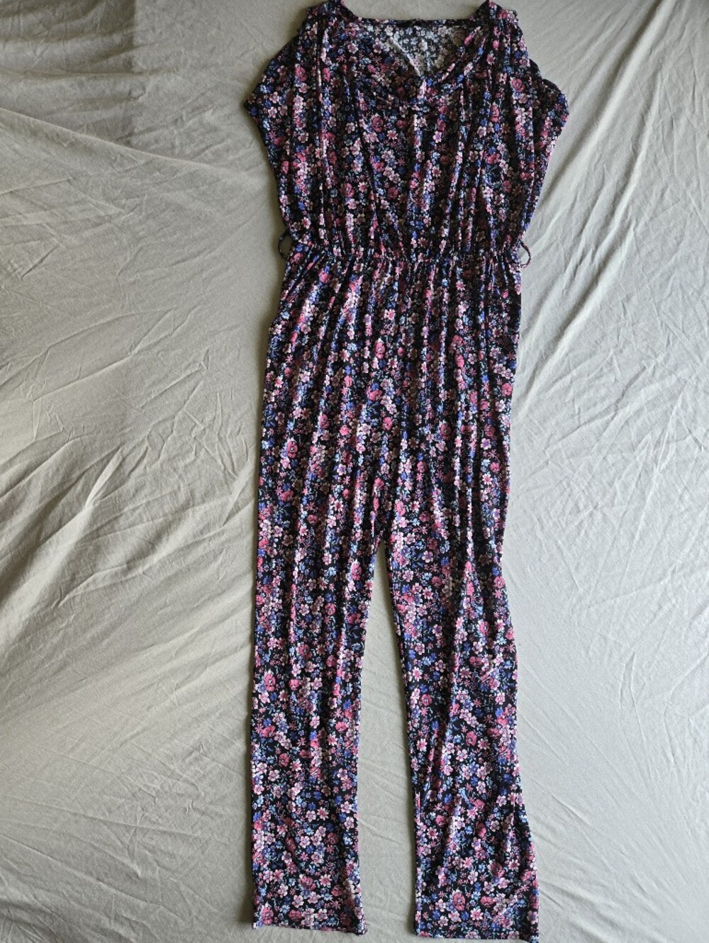 Max Fashion Navy Pink Floral Sleeveless Jumpsuit UK 14 US 10